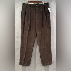 Brooks Brothers 346 Corduroy Pants Mens 36x30 Dark Brown Pleated Cuffed NWT